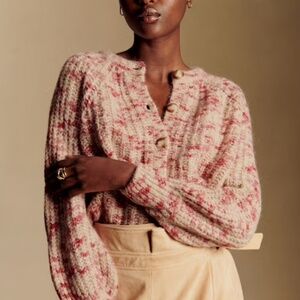 Sezane Emile Pink and Cream Sweater XS